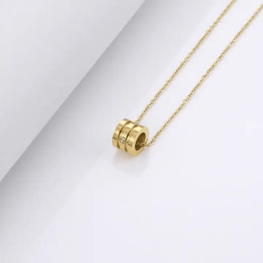 Cylindrical Socket Gold Titanium Steel Necklace For Women