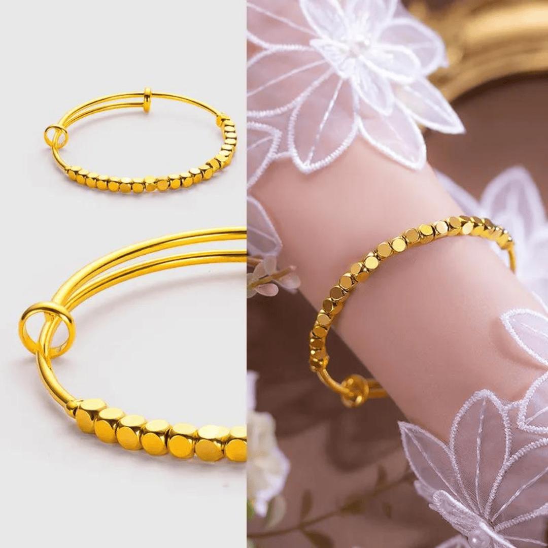 Small Square Bead Bracelet with Gold Plating