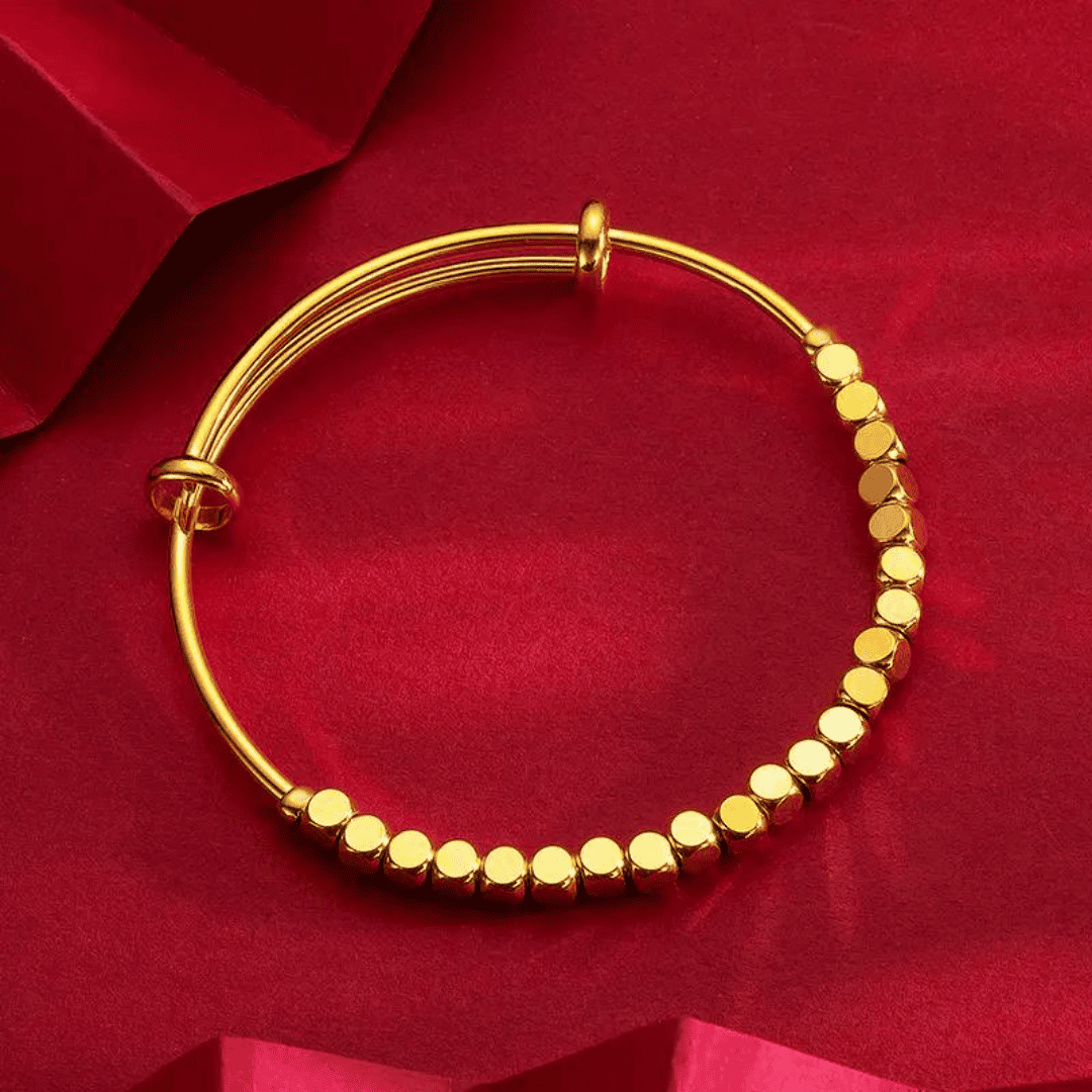 Small Square Bead Bracelet with Gold Plating