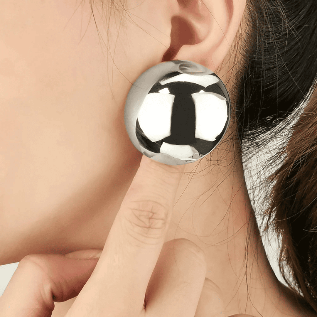 Round Smooth Surface Metal Stud Earrings