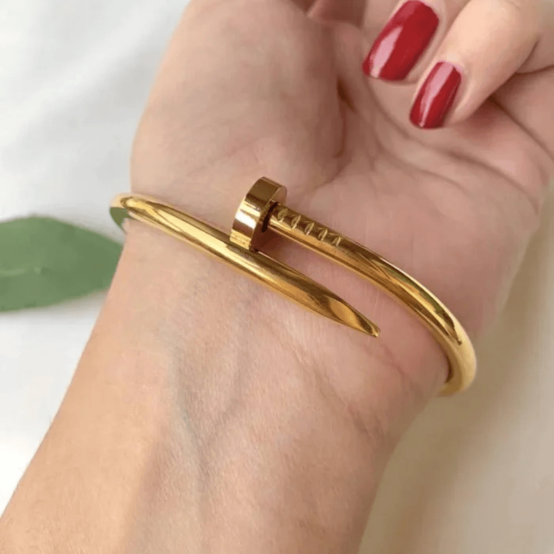 Stainless Steel  Nailed Golden Bracelet