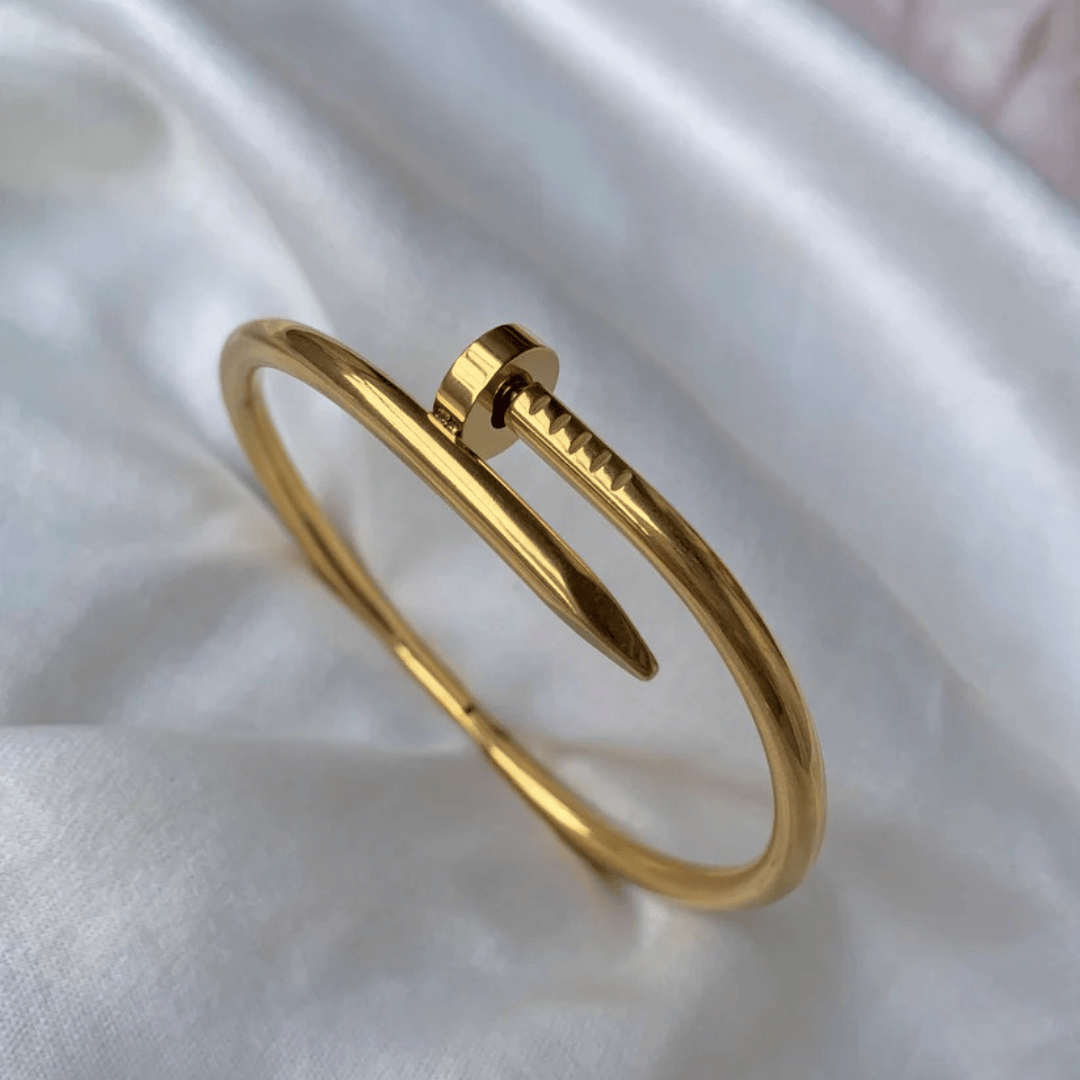 Stainless Steel  Nailed Golden Bracelet