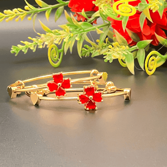 Gold-Plated Floral Charm Bracelet  (BL__29)