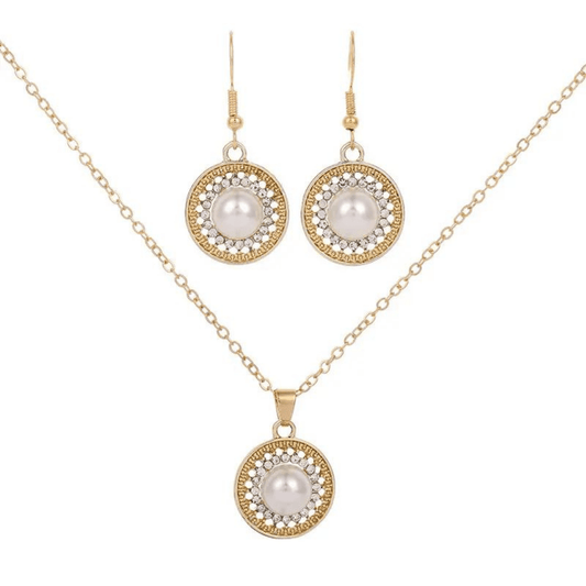 Round Diamond Pearl Jewelry Necklaces And Earrings